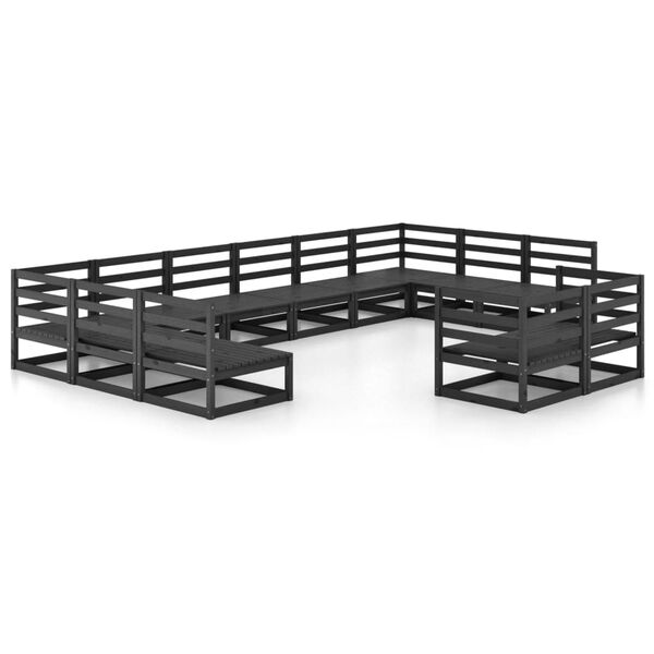 vidaXL Garden Lounge Set Black Solid Pinewood Large Modular