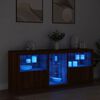 vidaXL Sideboard with LED Lights Brown Oak 63.8"x14.6"x26.4"
