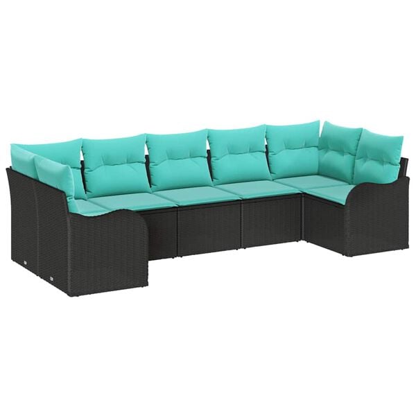 vidaXL Garden Sofa Set Black Poly Rattan