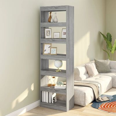vidaXL Book Cabinet/Room Divider Gray Sonoma 23.6"x11.8"x78"