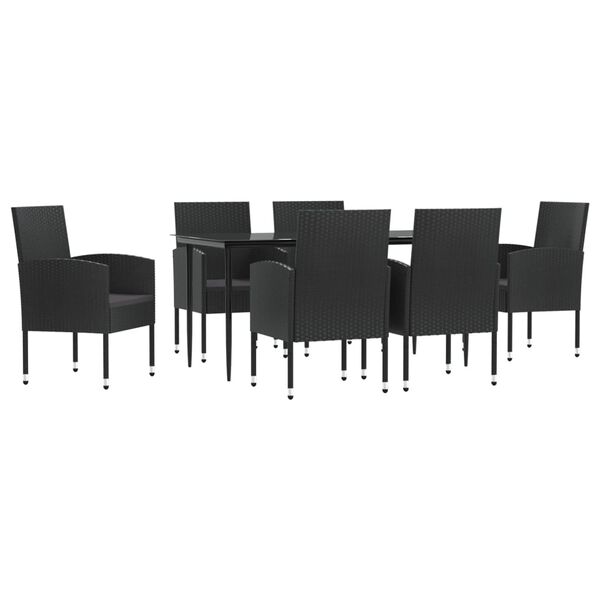 vidaXL Garden Dining Set Black Poly Rattan Standard Durable