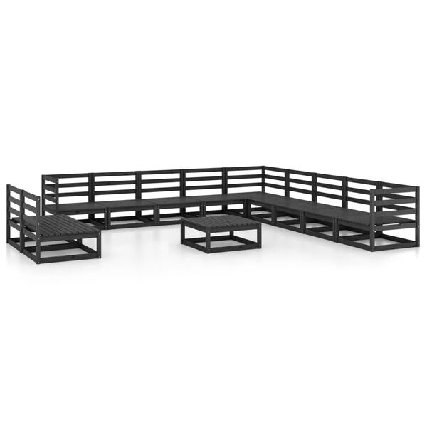 vidaXL Garden Lounge Set Black Solid pinewood Modular Garden Lounge Set