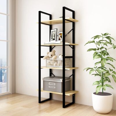 vidaXL 4-Tier Book Cabinet 23.6"x11.8"x55.1" Solid Pine Wood