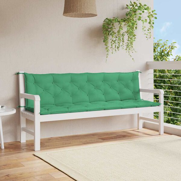 vidaXL Garden Bench Cushion Set of 2 Green Oxford fabric (100% polyester)