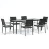 vidaXL 7 Piece Patio Dining Set with Cushions Poly Rattan and Steel