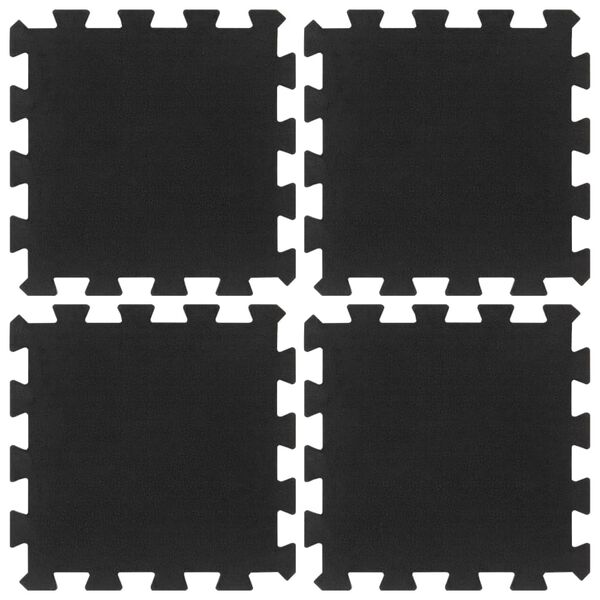 vidaXL Rubber Floor Tiles 4 pcs Black 0.63" 11.8"x11.8"