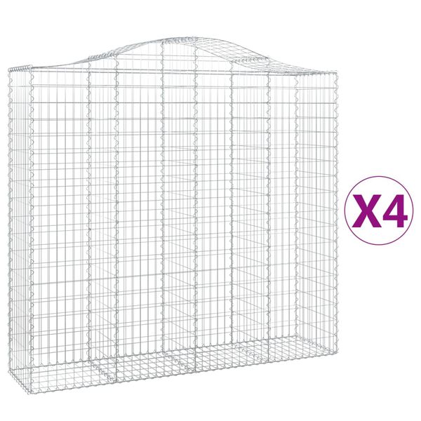 vidaXL Gabion Basket Set of 4 Silver Galvanized iron