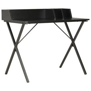 vidaXL Desk Black Engineered Wood Compact Sleek Corner Desk