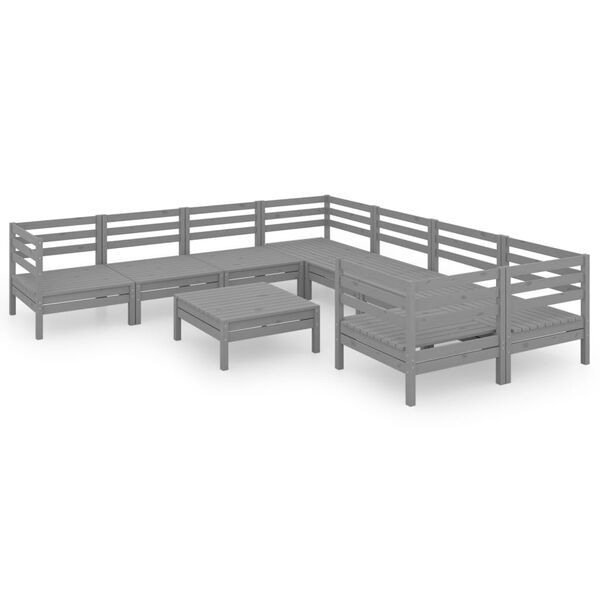 vidaXL Garden Lounge Set Grey Solid pinewood 9 Piece Modular