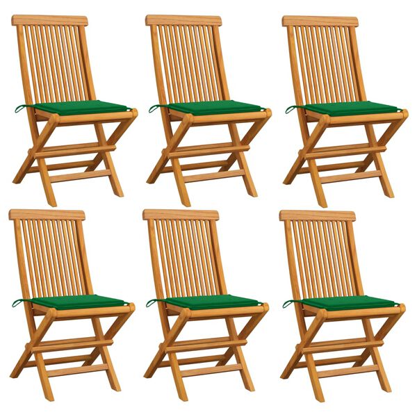 vidaXL Patio Chair Set of 6 Natural teak Fine sanded teak hardwood