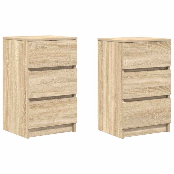 vidaXL Bedside Cabinet Set of 2 Sonoma Oak Engineered Wood Medium