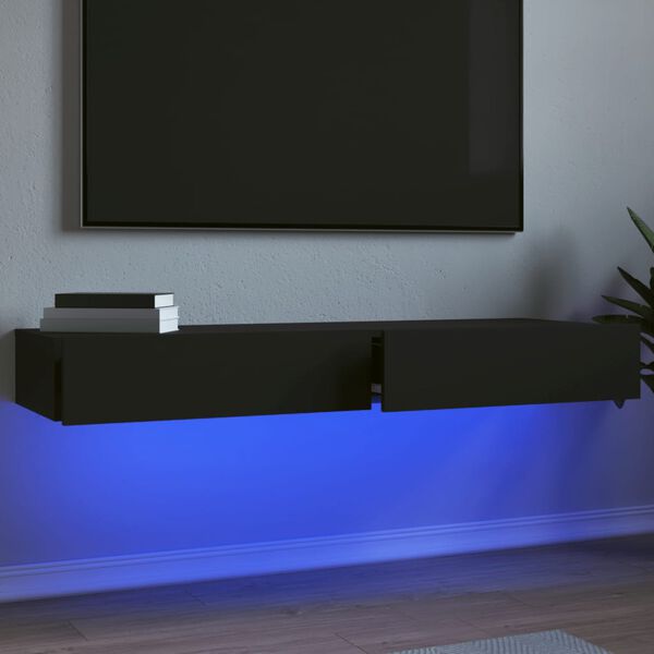 vidaXL TV Cabinet Set of 2 Black Engineered wood 47.2 x 13.8 x 6.1 in
