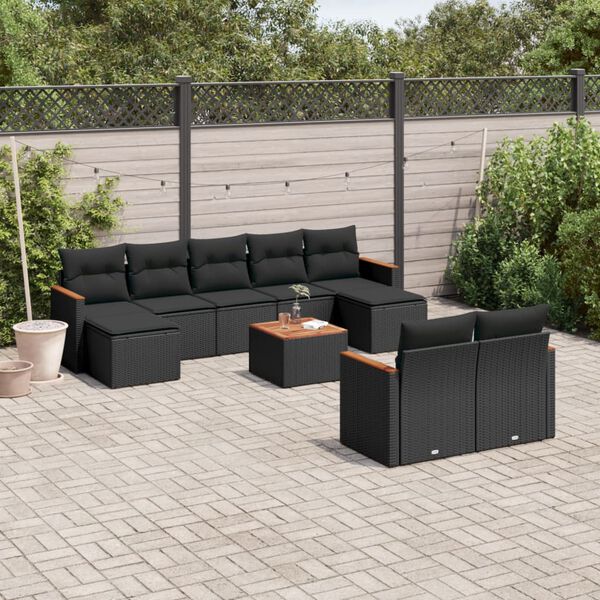 vidaXL Garden Sofa Set Black