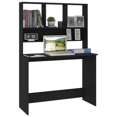 vidaXL Desk with Shelves Black 43.3"x17.7"x61.8" Chipboard