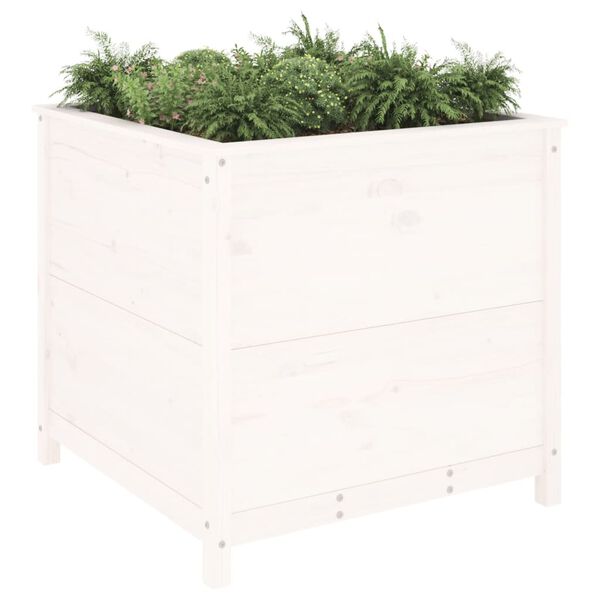 vidaXL Garden Planter White Solid pine wood Large Decorative Inlays