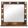 vidaXL Vanity Mirror with LED Strip Lights Smoked Oak 60 x 55 x 18 cm