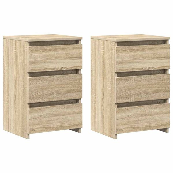 vidaXL Bed Cabinet Set of 2 Sonoma oak Engineered wood Standard