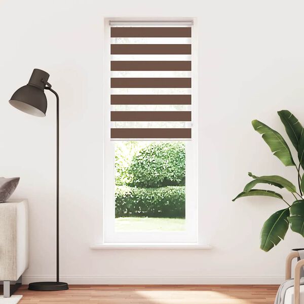 vidaXL Zebra Blind Brown 100% Polyester, Aluminum 29.5x90.6 in