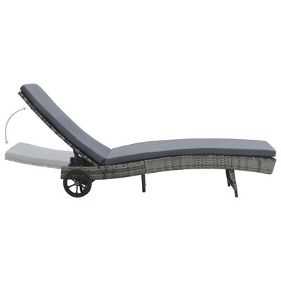 vidaXL Sun Lounger with Wheels and Cushion Poly Rattan Anthracite