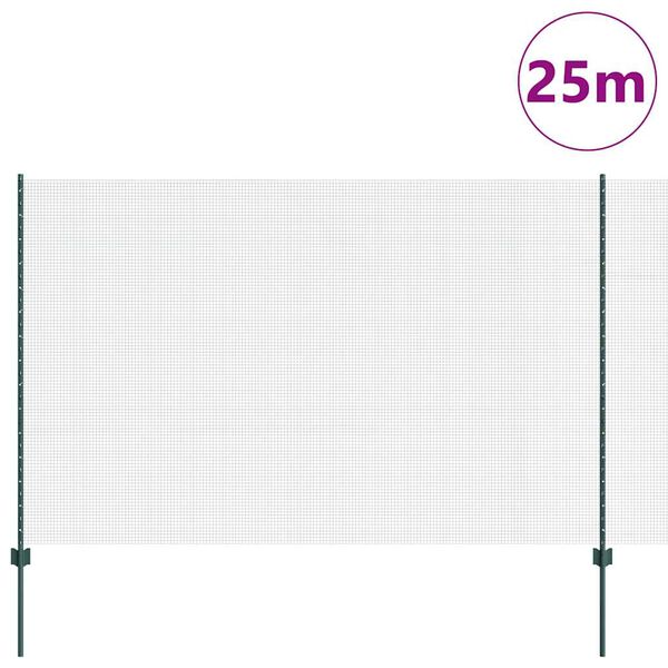 vidaXL Fence with Post Green 5.25 x 82.02 ft Steel and PVC