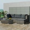 vidaXL Patio Furniture Grey PE rattan, powder-coated steel, glass, polyester