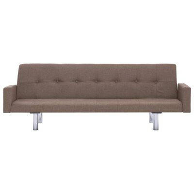 vidaXL Sofa Bed with Armrest Brown Fabric