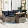 vidaXL 5 Piece Patio Sofa Set with Cushions Gray Poly Rattan