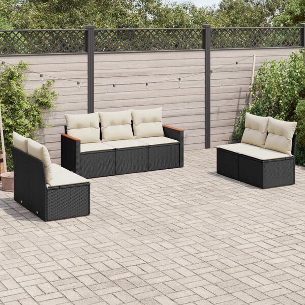 vidaXL Garden Sofa Set Black and Cream white