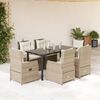 vidaXL 7 Piece Patio Dining Set with Cushions Beige Poly Rattan