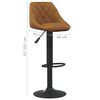 vidaXL Bar Stool Set of 2 Brown Velvet (100% polyester), steel