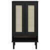 vidaXL Shoe Cabinet Black Solid pine wood, engineered wood, poly rattan