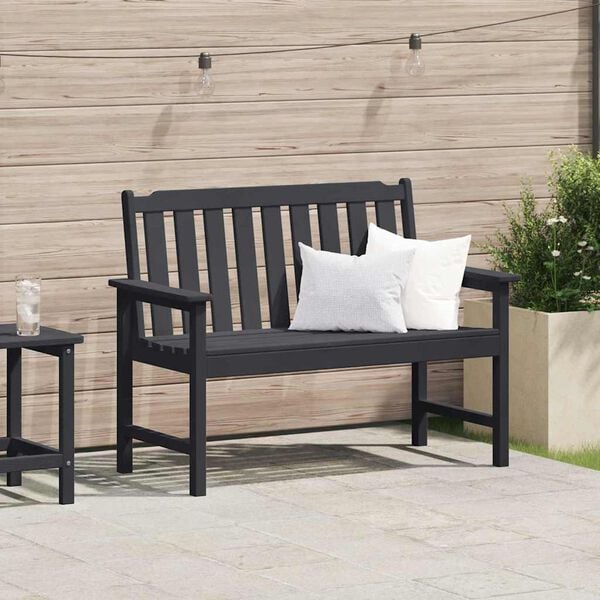 vidaXL Garden Bench Black 47.24 x 23.23 x 34.65 in HDPE