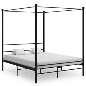 vidaXL Bed Frame Black Powder-coated metal Full Durable Bed Frame
