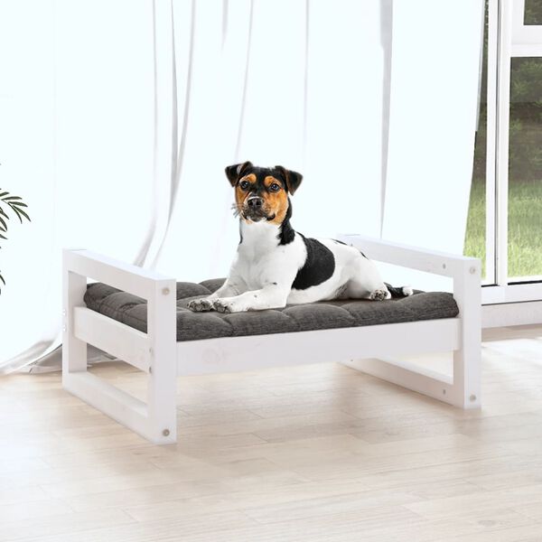 vidaXL Dog Bed White Solid pine wood 21.9 x 17.9 in Durable Dog Bed