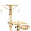 vidaXL Cat Tree Beige with paw prints Particle board, Plush, Sisal