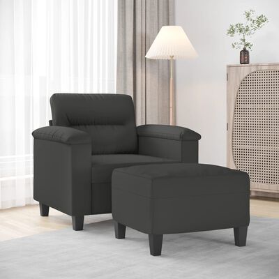 vidaXL Sofa Chair with Footstool Dark Gray 23.6" Microfiber Fabric