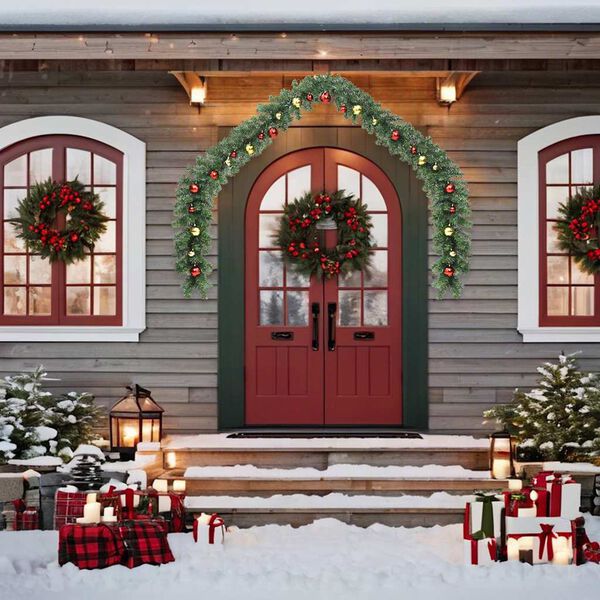 vidaXL Garland Green with gold and red ornaments PVC 16 feet