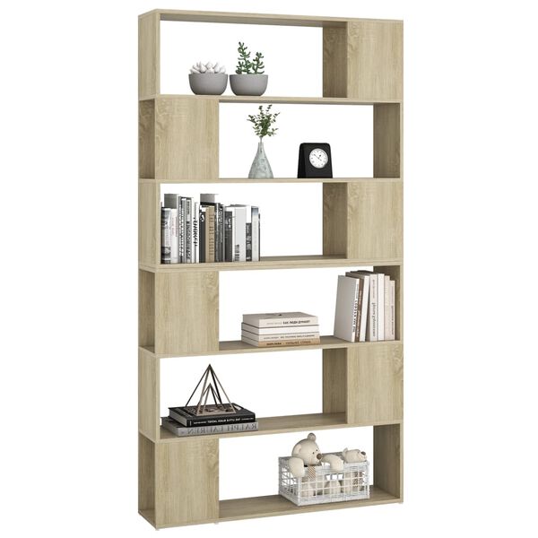 vidaXL Book Cabinet Room Divider Sonoma oak Engineered wood 74.0 in height