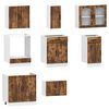 vidaXL Kitchen Cabinet Set Smoked oak Engineered wood and glass