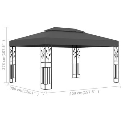 vidaXL Gazebo with Double Roof 118.1"x157.5" Anthracite