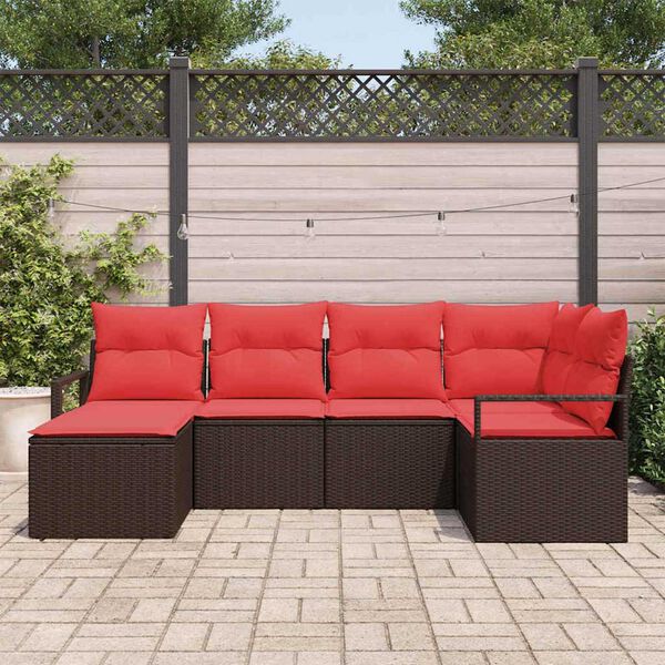 vidaXL Sofa Set 6 pcs Brown Poly Rattan