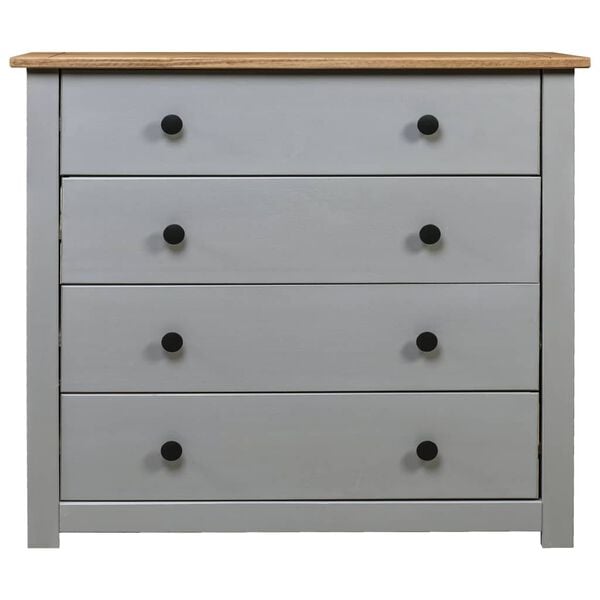 vidaXL Side Cabinet Gray and Wood Color Solid Pine Wood Medium