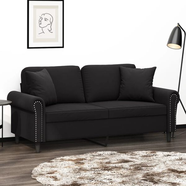 vidaXL 2-seater Sofa Black Velvet, Metal, Textilene 55.1 in seat width