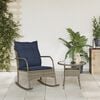 vidaXL Patio Rocking Chair Grey Poly Rattan and Powder-Coated Steel Medium
