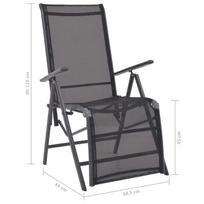 vidaXL Reclining Deck Chair Aluminum and Textilene Black