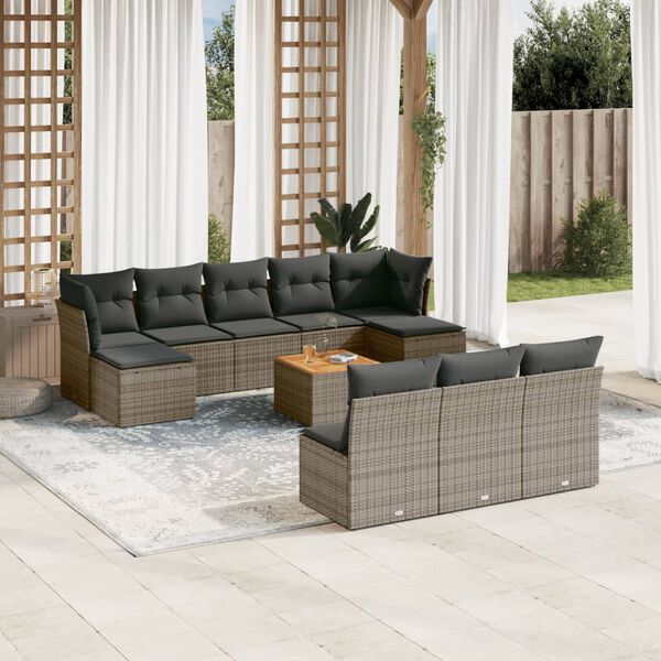 vidaXL Garden Sofa Set Gray and Brown