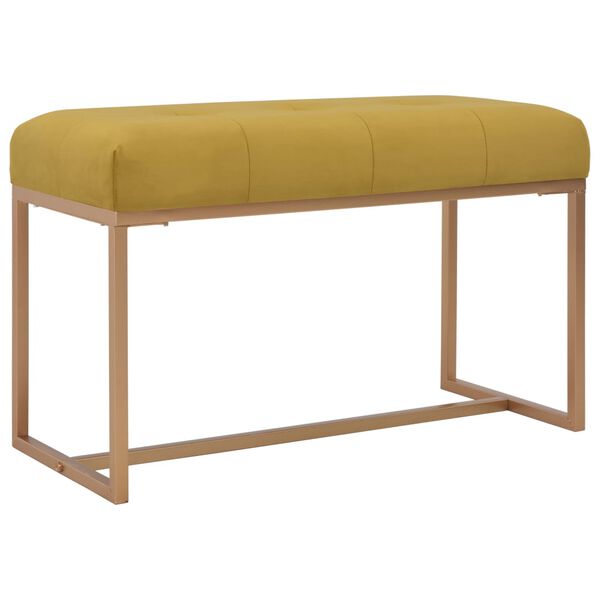 vidaXL Bench Mustard Velvet and Powder-Coated Steel 31.5 x 14.2 x 17.7 in