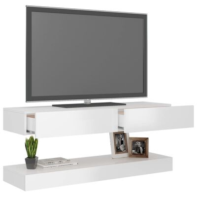 vidaXL TV Stand with LED Lights High Gloss White 47.2"x13.8"