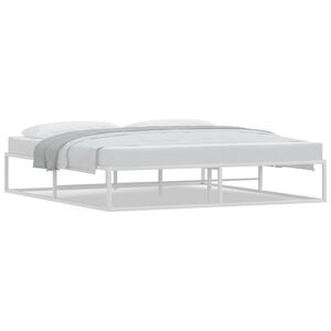 vidaXL Bed Frame White Powder-coated metal Super King Bed Frame