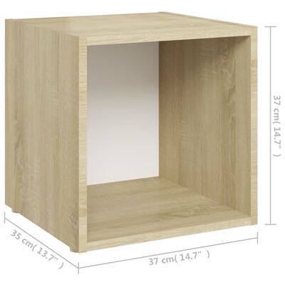 vidaXL TV Stands 4 pcs White and Sonoma Oak 14.6"x13.8"x14.6" Engineered Wood